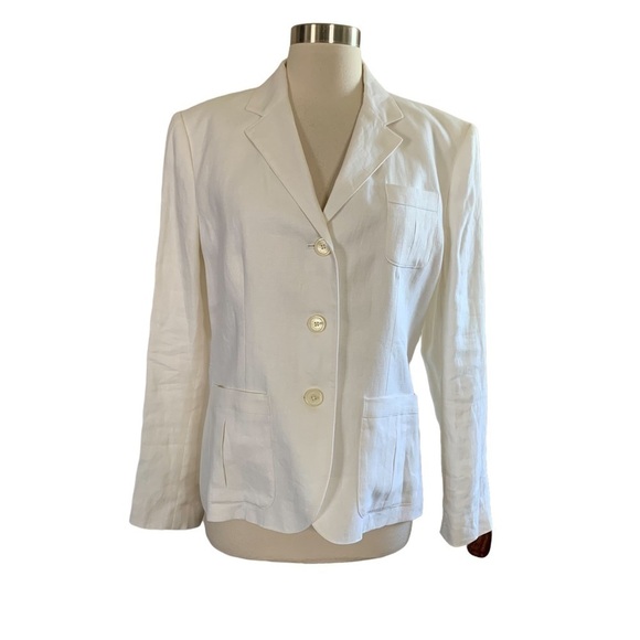 Lauren Ralph Lauren 100% Linen White Blazer New With Tags Size 14 - Picture 3 of 14